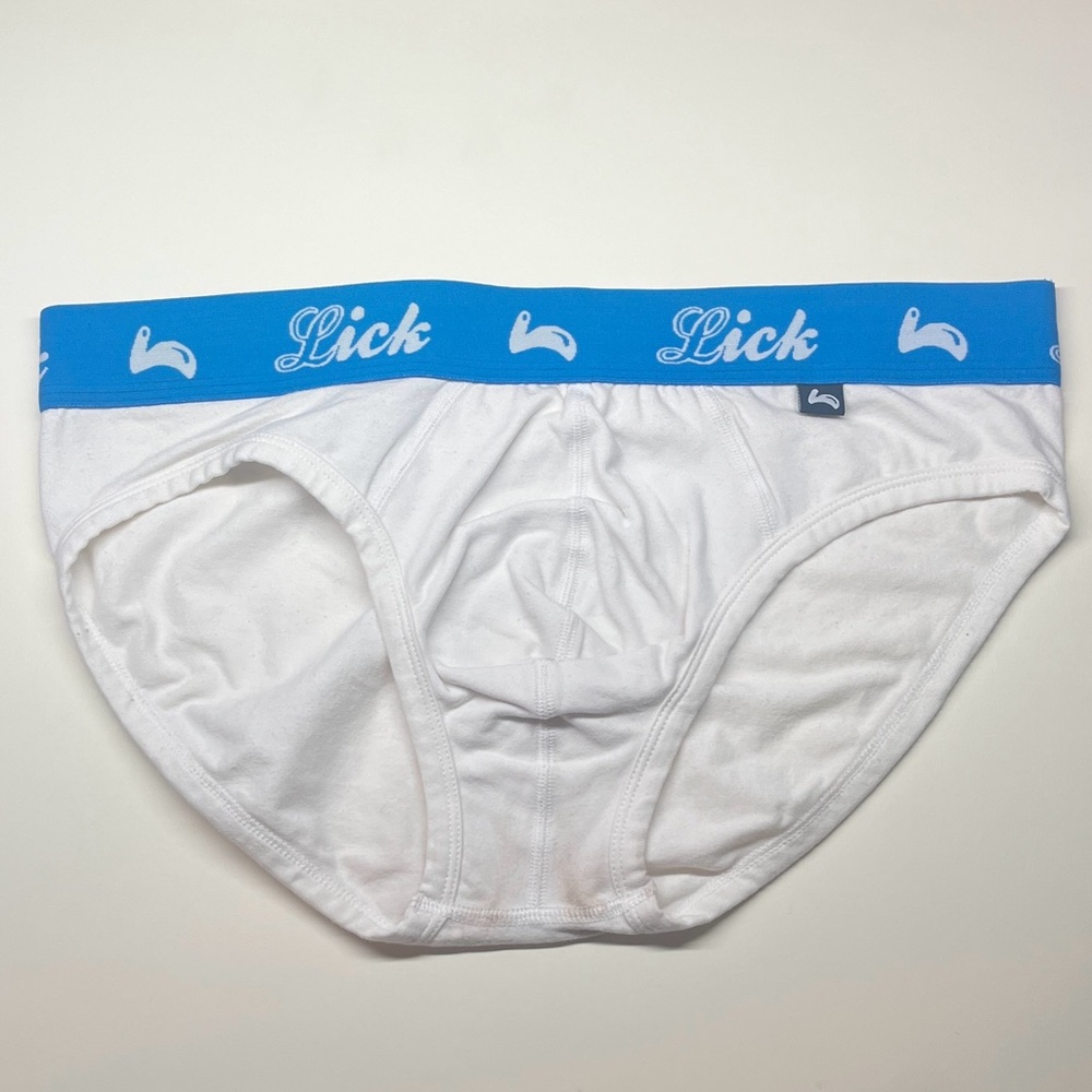 Lick White Briefs with Blue Waistband